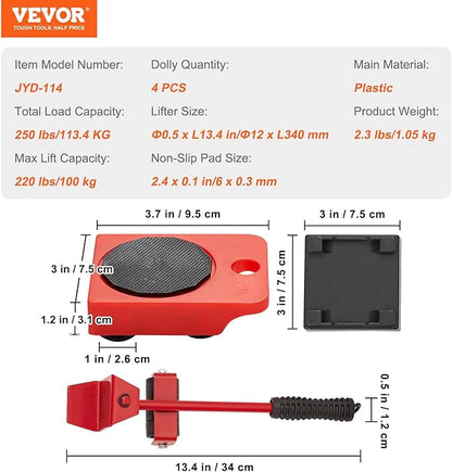 (5 In 1) Heavy Furniture Move Tool Transport Lifter Shifter Moving